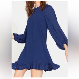 Halston Heritage Navy Blue Long Sleeve Dress